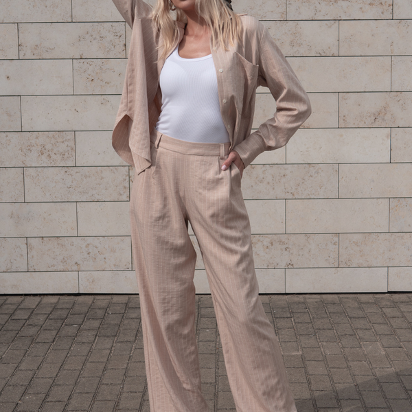 POPLINO DRYŽUOTOS KELNĖS / Nōa Beige