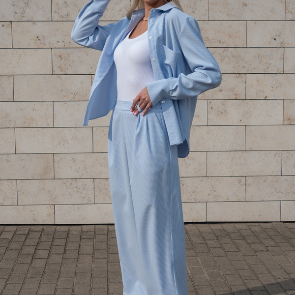 POPLINO DRYŽUOTOS KELNĖS / Nōa Blue